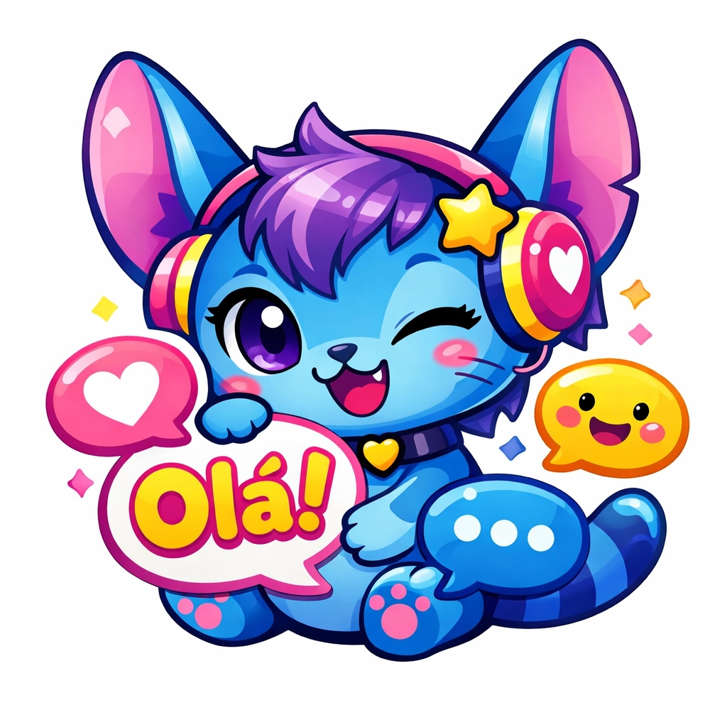 Personagem Tagarela 1 - Kawaii cat Olá